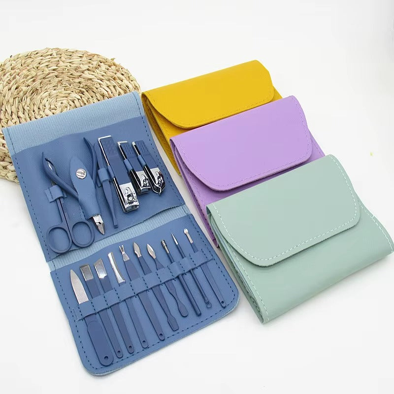 Kit d'Accessoires Manucure en Cuir Portable